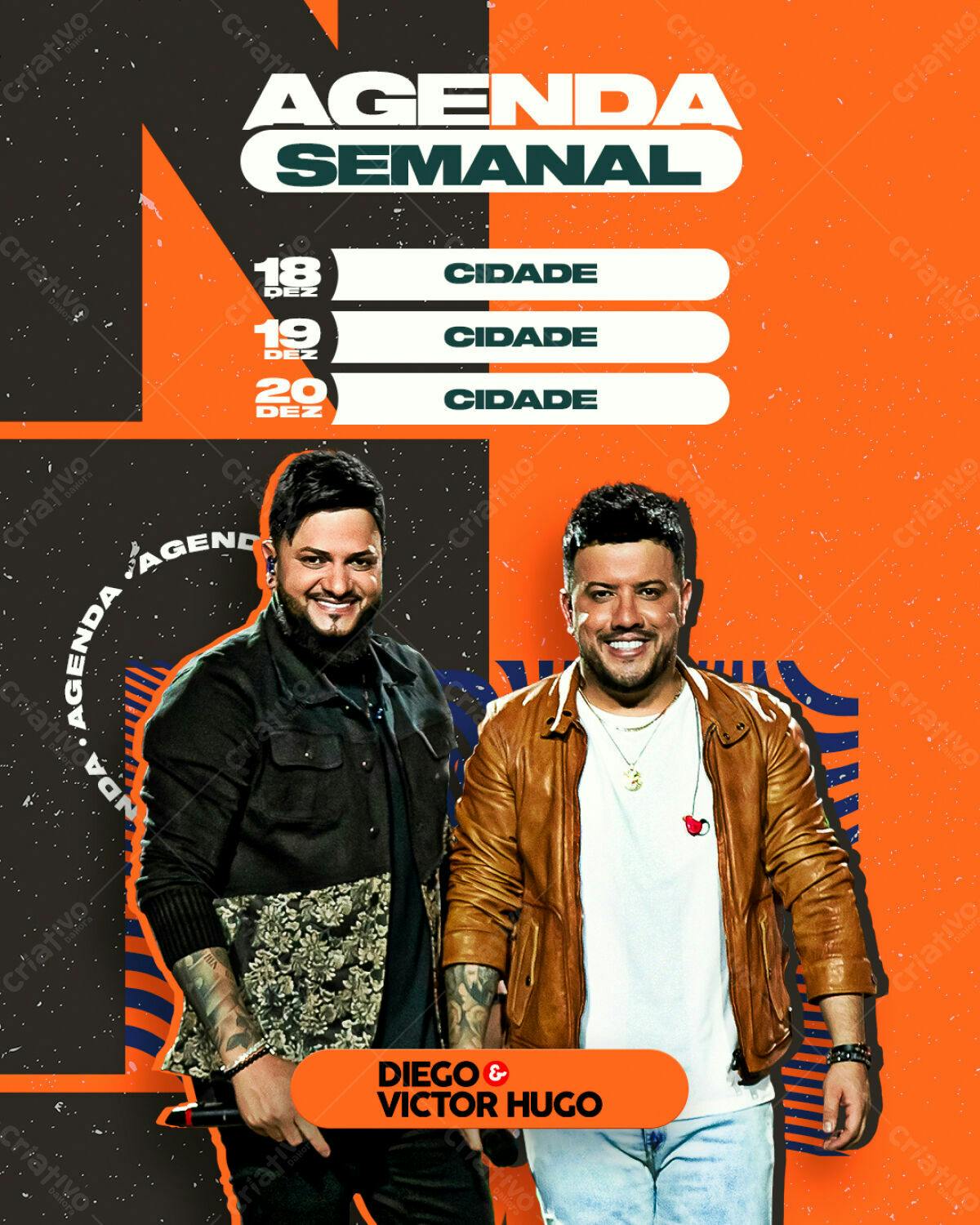 Flyer para Show Diego e Victor Hugo PSD Editável