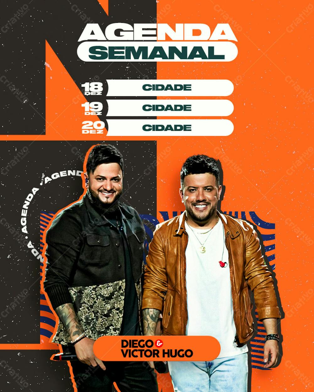 Agenda De Shows Artista Sertanejo Diego E Victor Hugo Feed Psd Editável