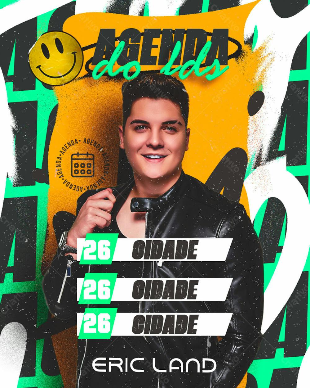 Agenda De Shows Artista Eric Land Feed Psd Editável