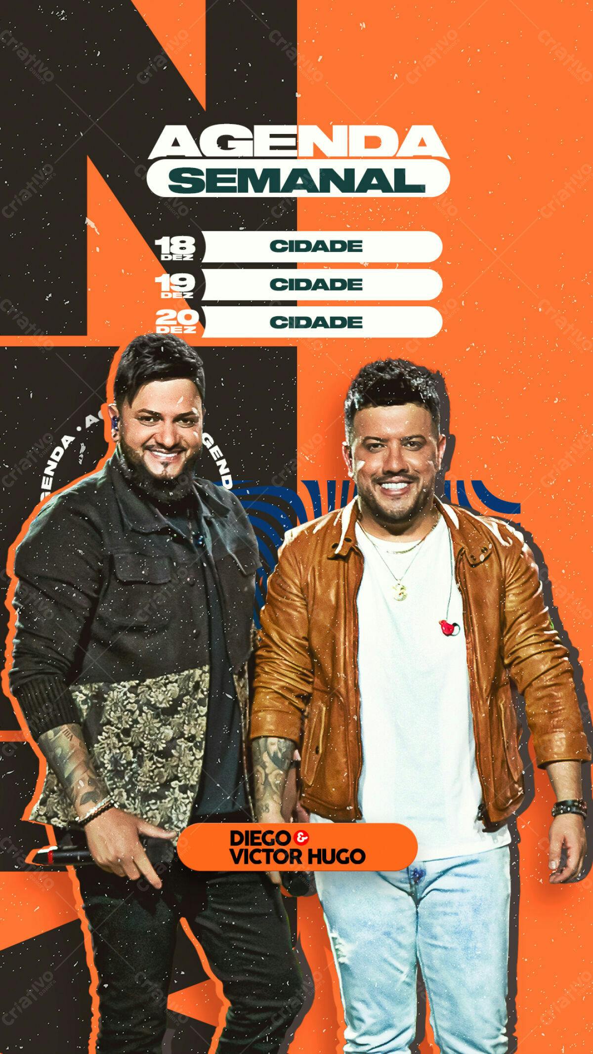 Flyer Agenda Semanal Diego & Victor Hugo PSD Editável