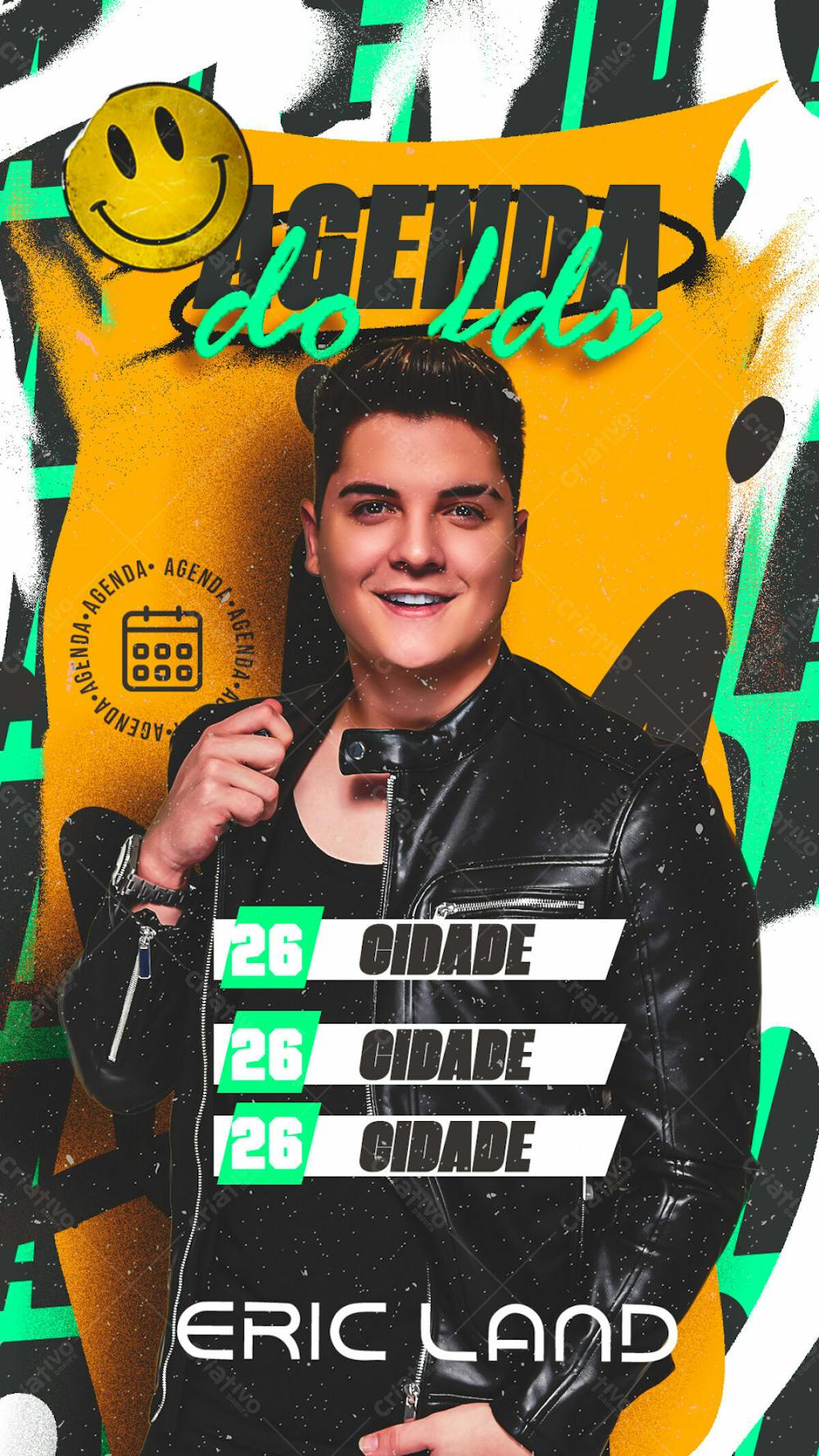 Agenda De Shows Artista Eric Land Stories Psd Editável