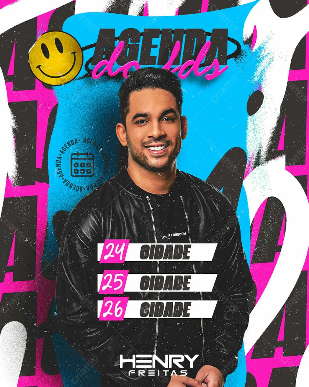 Agenda De Shows Semanal Artista Henry Freitas Feed Psd Editável