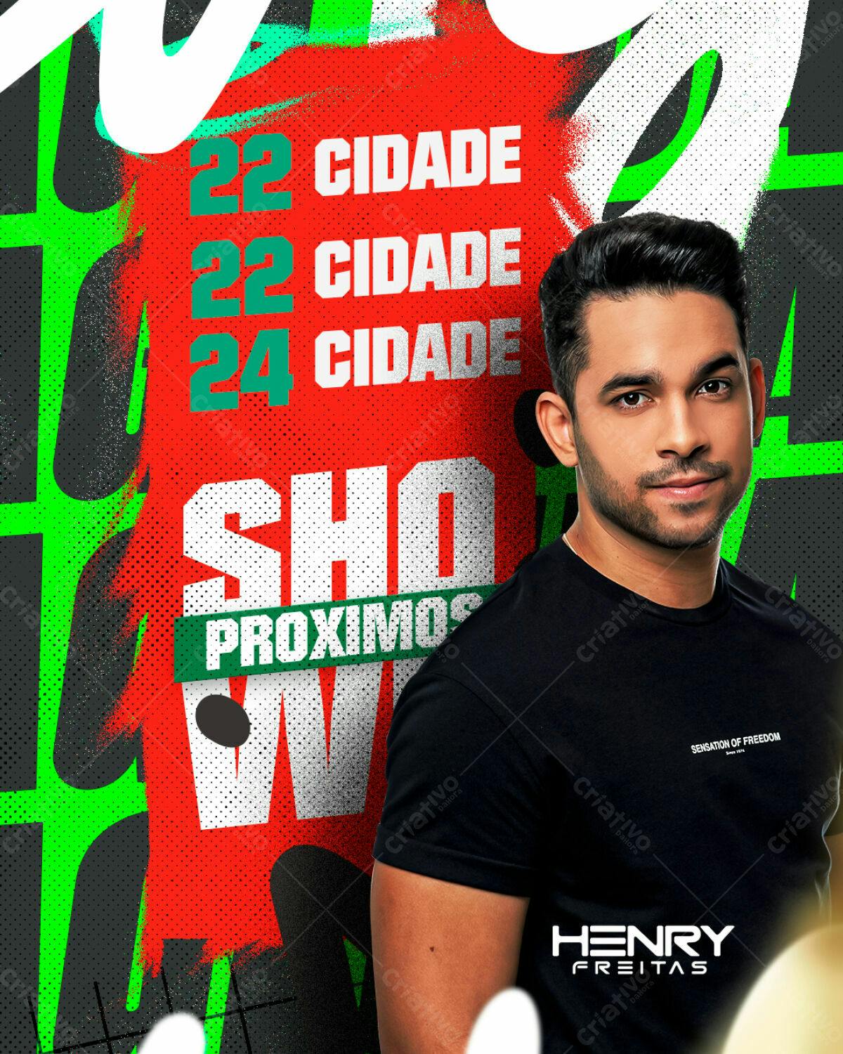 Flyer para Show de Henry Freitas PSD Editável