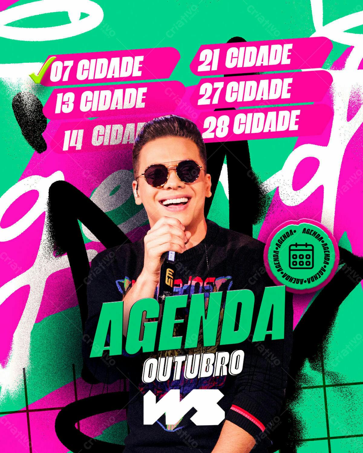 Flyer Agenda Outubro PSD Editável