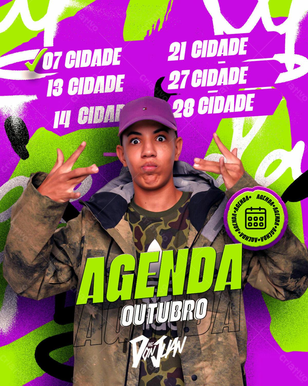 Flyer Agenda MC Don Juan Outubro PSD Editável