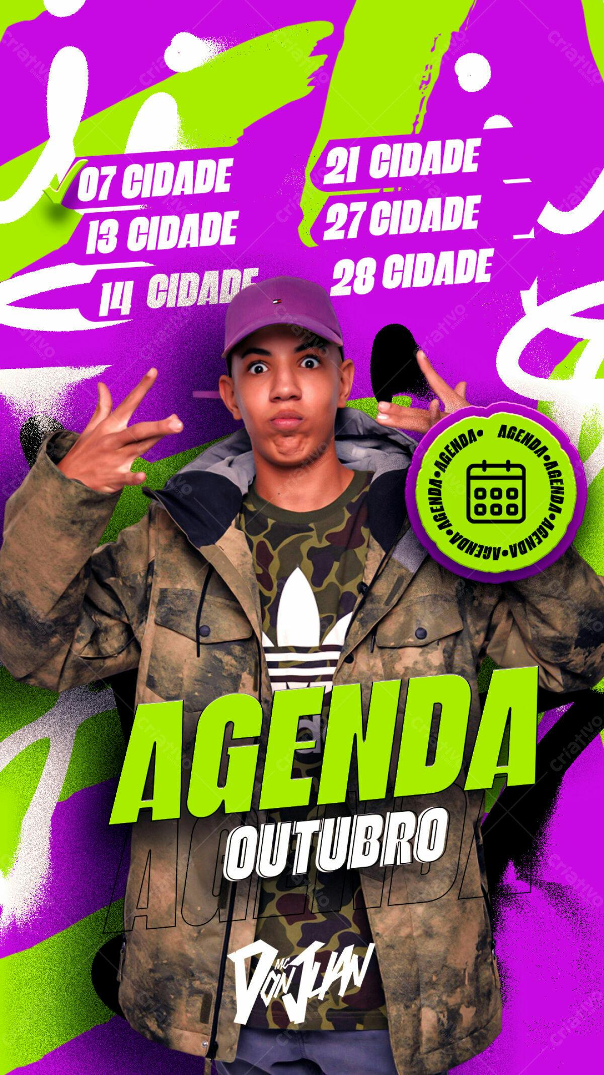 Flyer Agenda Outubro MC Don Juan PSD Editável