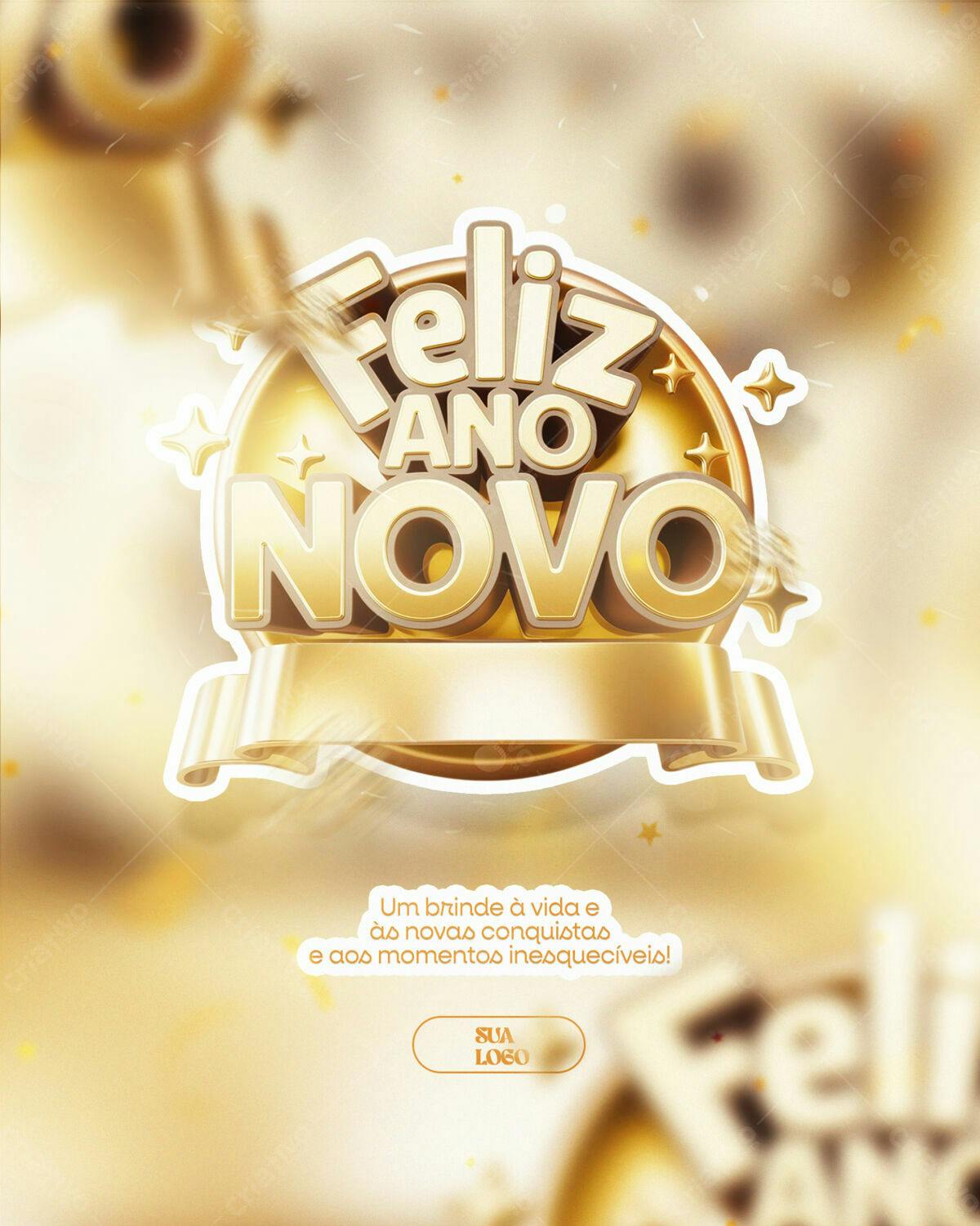 Flyer Feliz Ano Novo PSD Editável