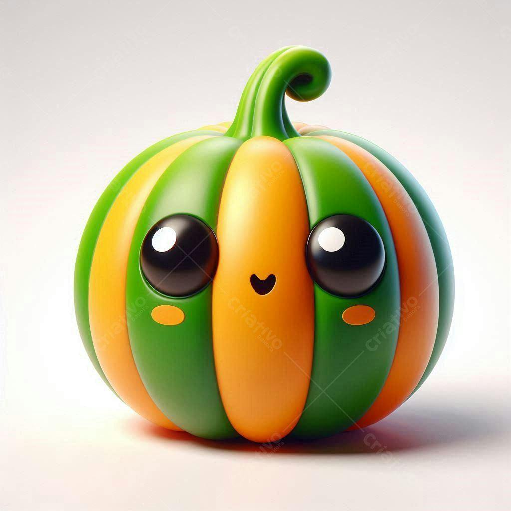 Abóbora fofa verde e laranja Halloween