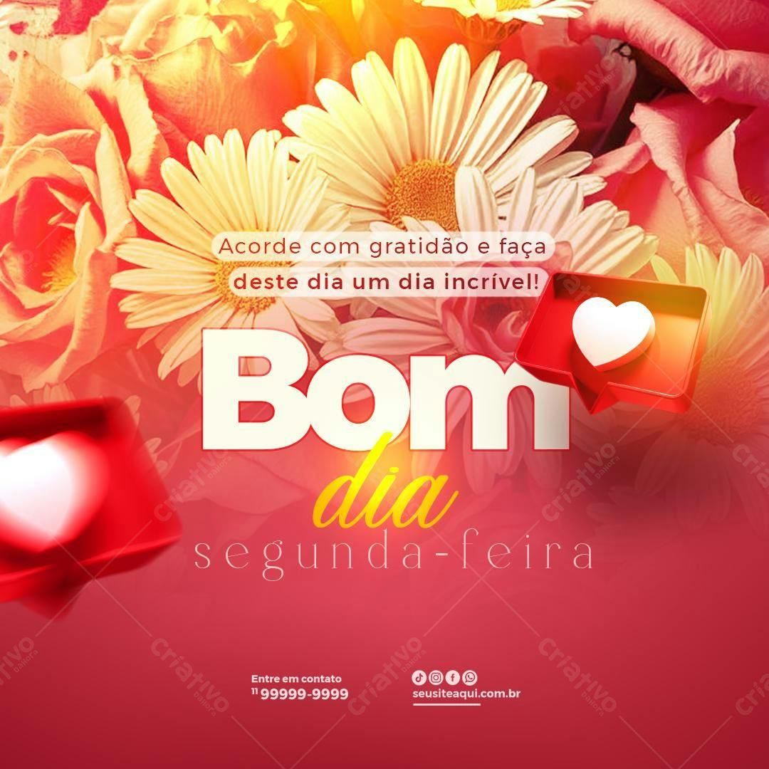Postagem Boas Vindas Segunda-Feira PSD Editável