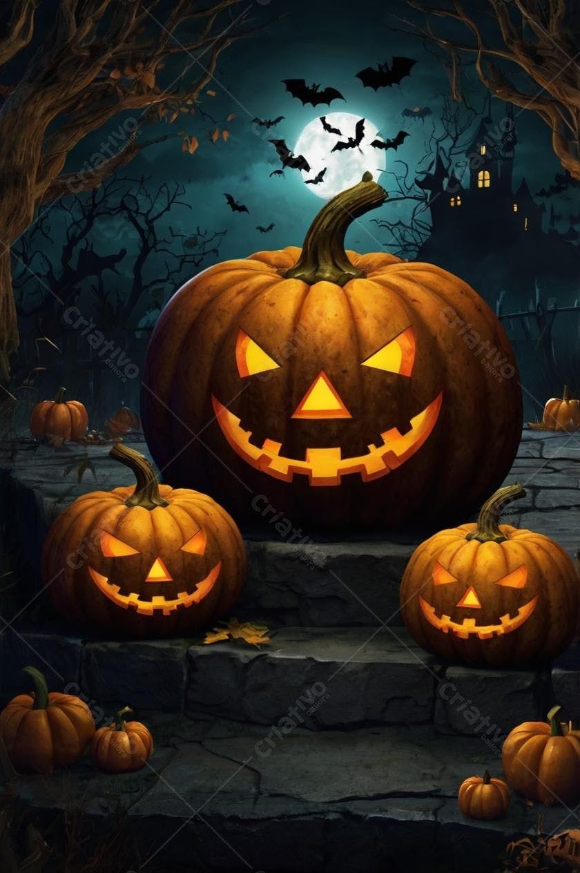 Abóboras de Halloween em Escadas