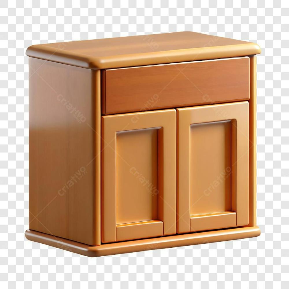 Armário Balcão Multiuso De Madeira Elemento 3D Png Ia