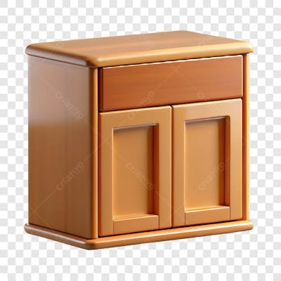 Armário Balcão Multiuso De Madeira Elemento 3D Png Ia
