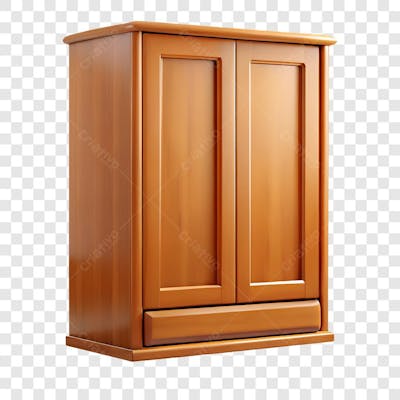 Armário Guarda Roupas De Madeira Elemento 3D Png Ia