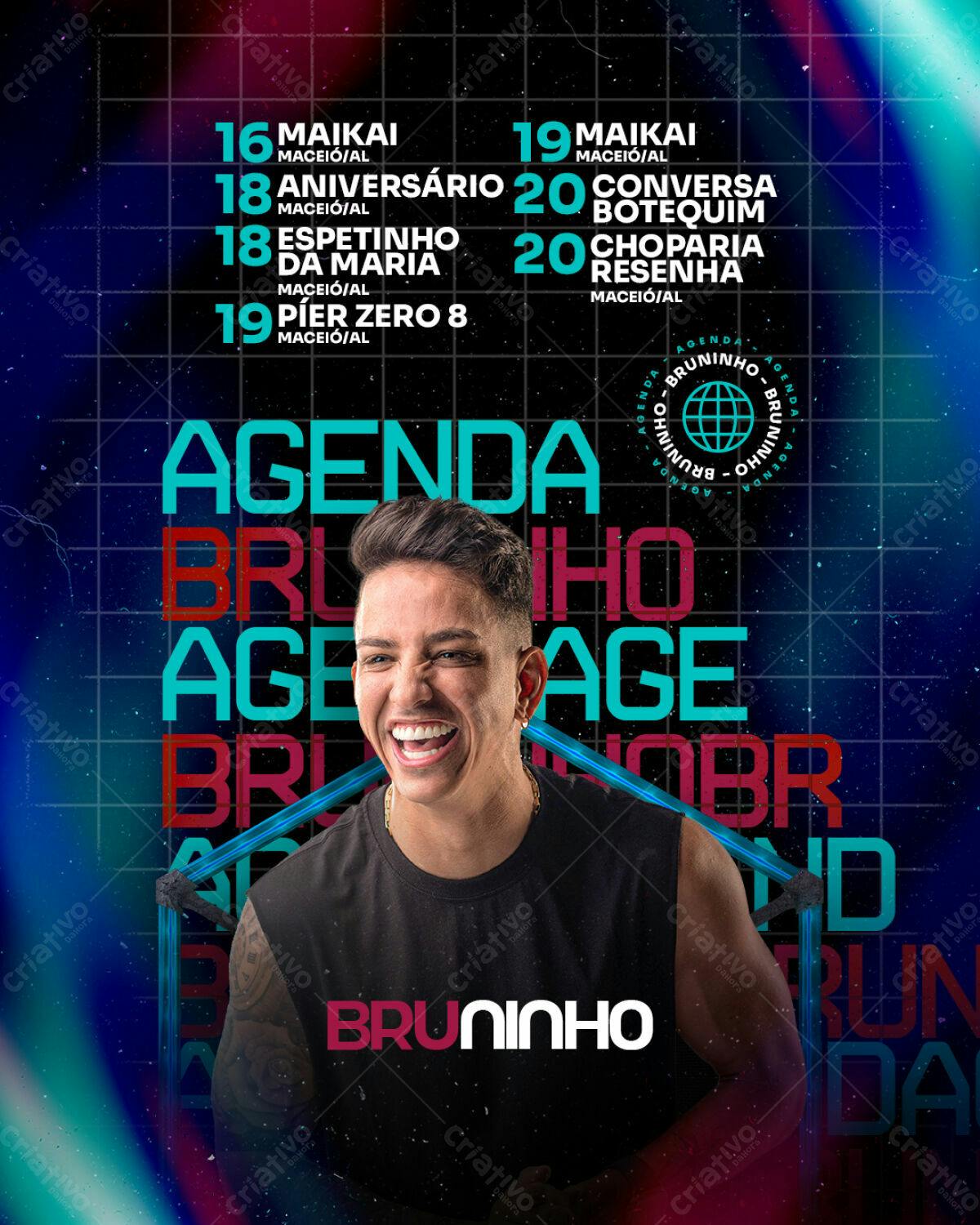 Flyer Agenda Bruninho PSD Editável