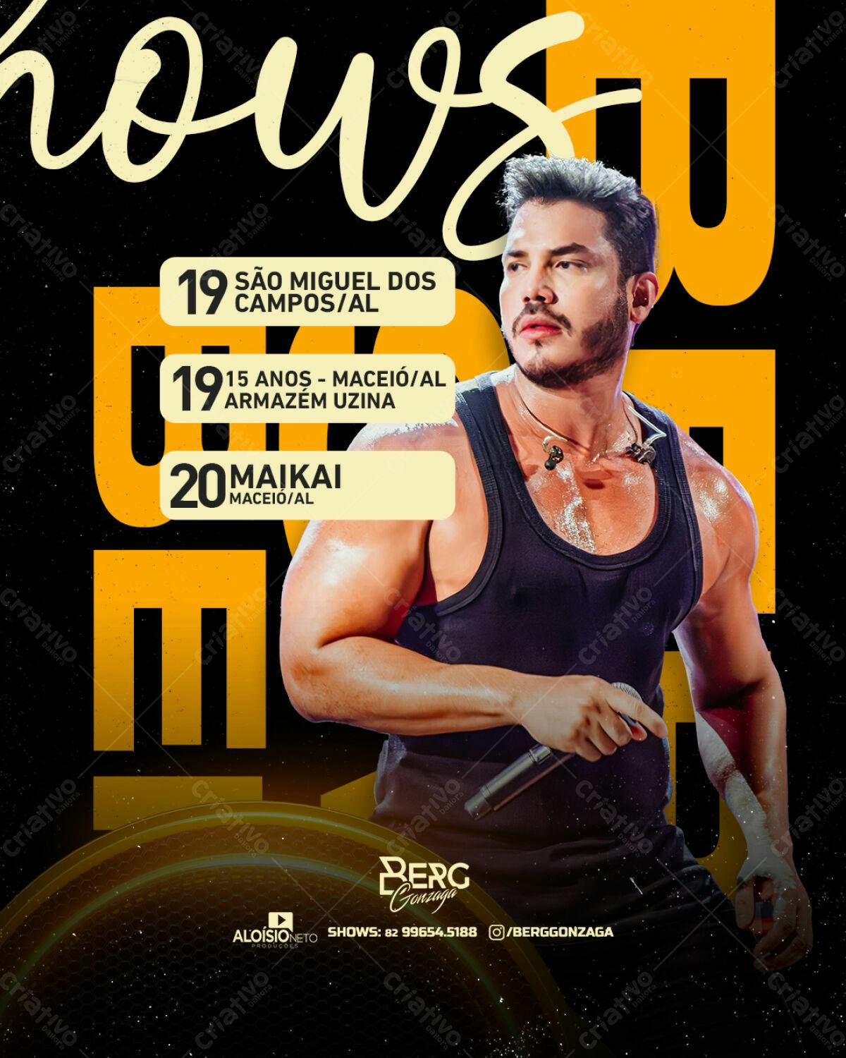 Flyer para Show Berg Gonzaga PSD Editável