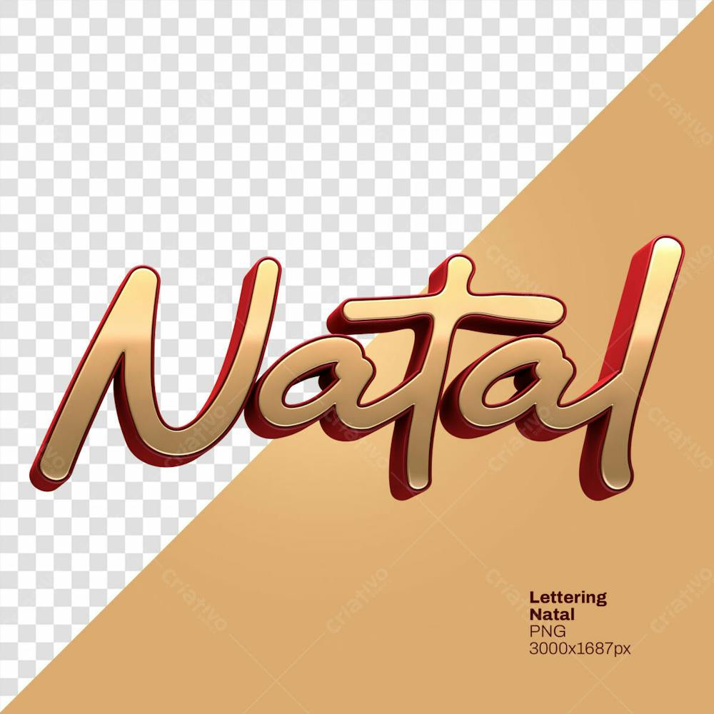 Lettering Natal Vermelho E Dourado
