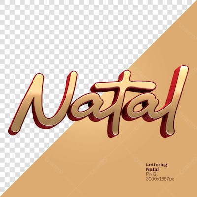 Lettering Natal Vermelho E Dourado