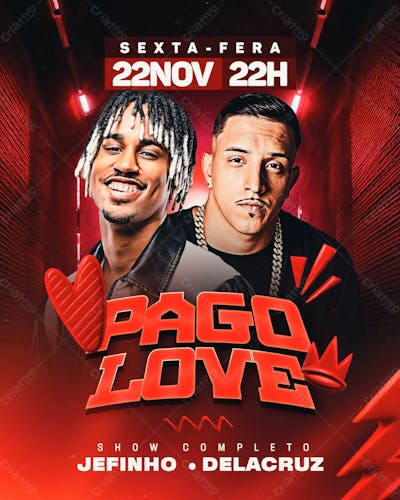 Flyer Evento Pago Love Feed Psd Editável