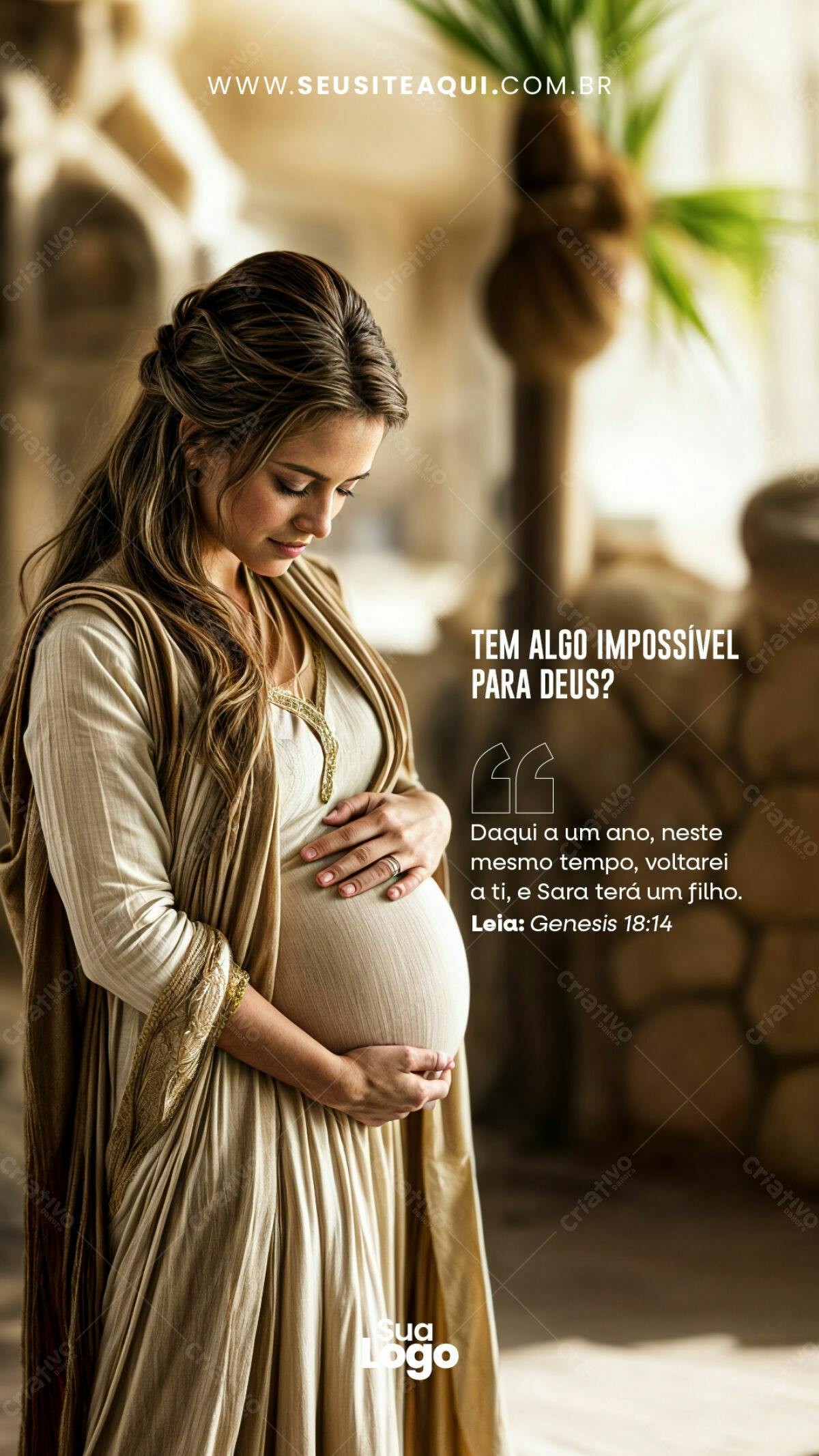 Flyer para Mensagem Bíblica sobre Gravidez PSD Editável
