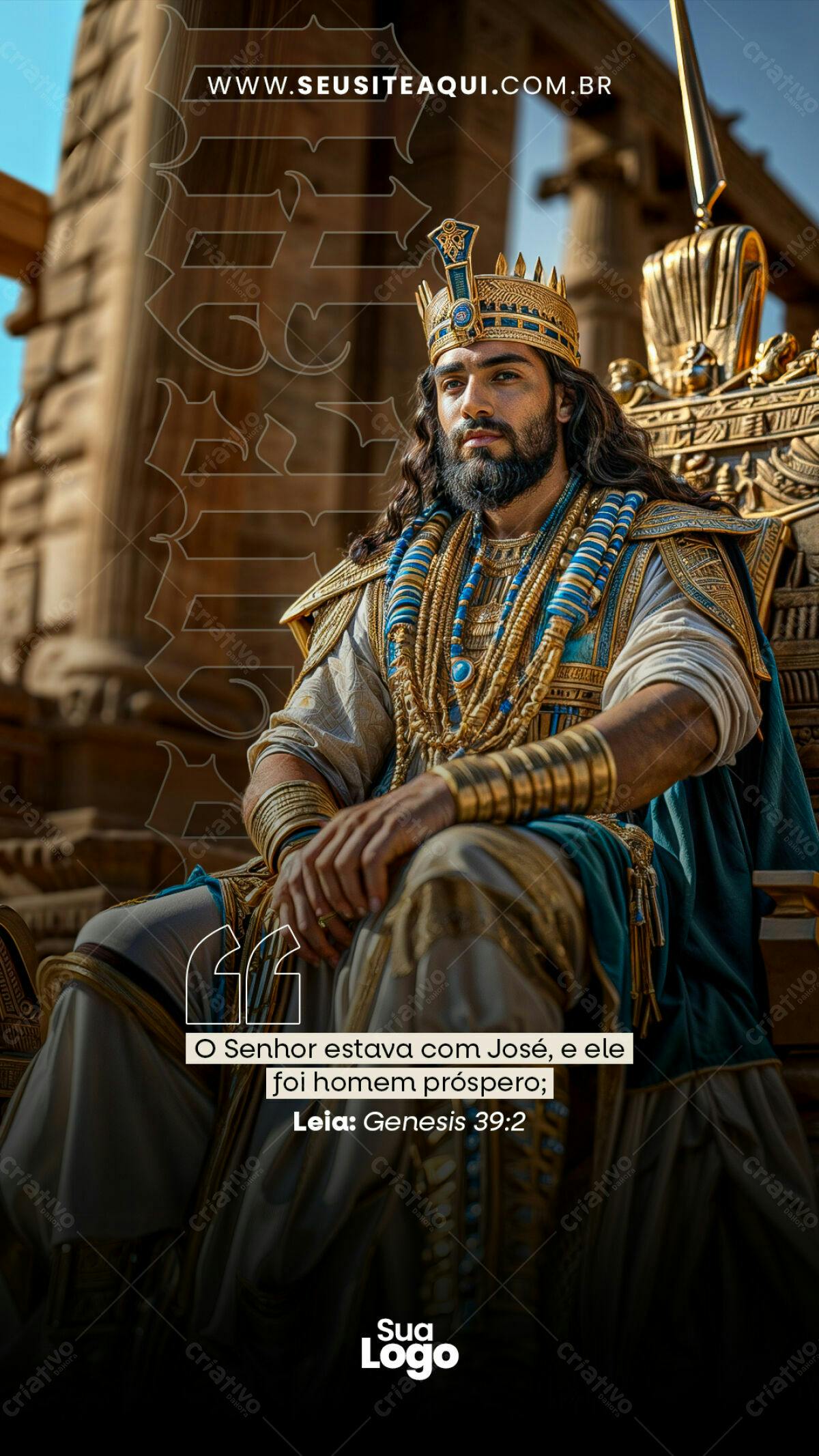 Flyer Bíblico com Rei José PSD Editável