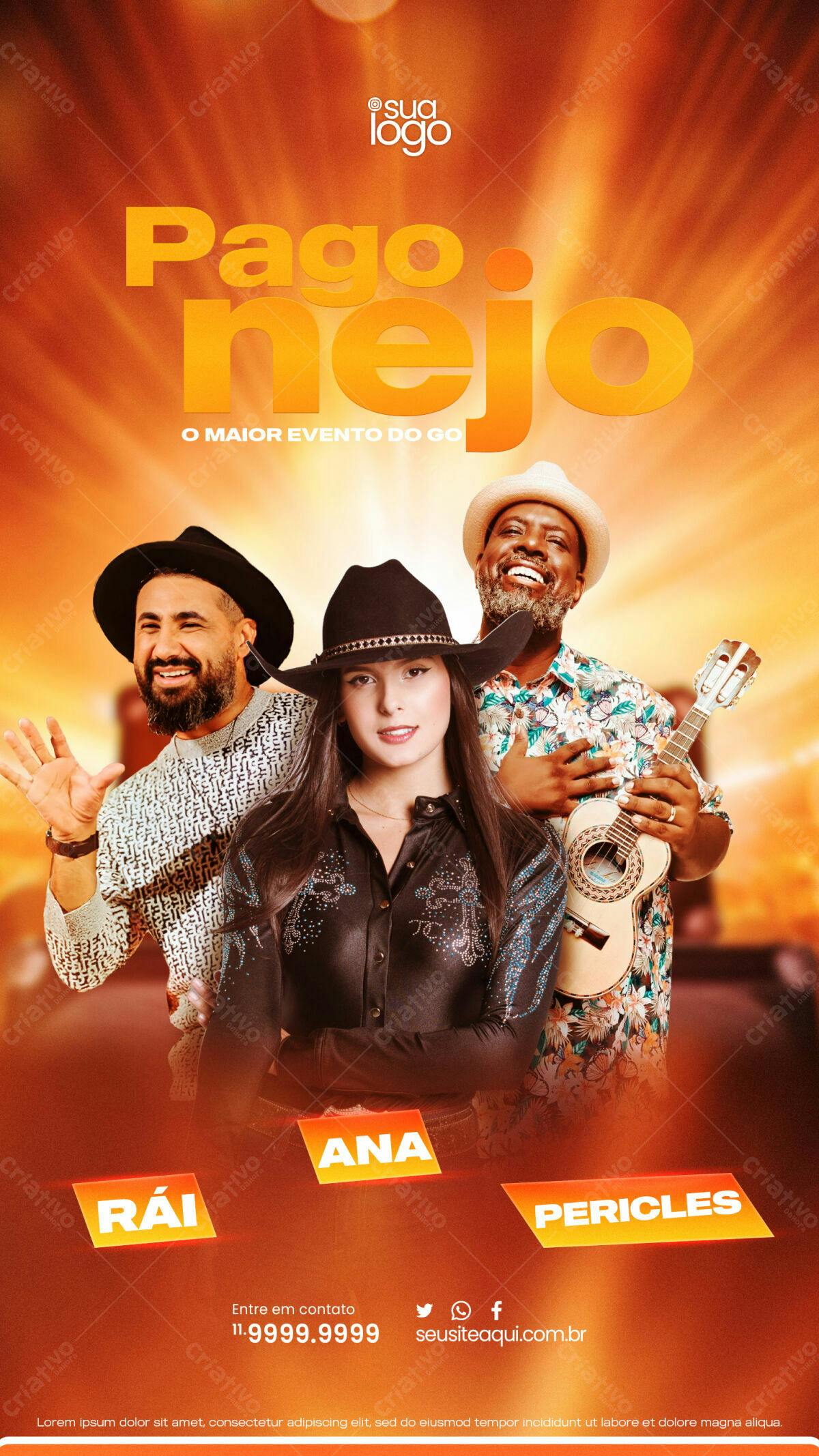 Flyer Pagode com Rai, Ana e Pericles PSD Editável