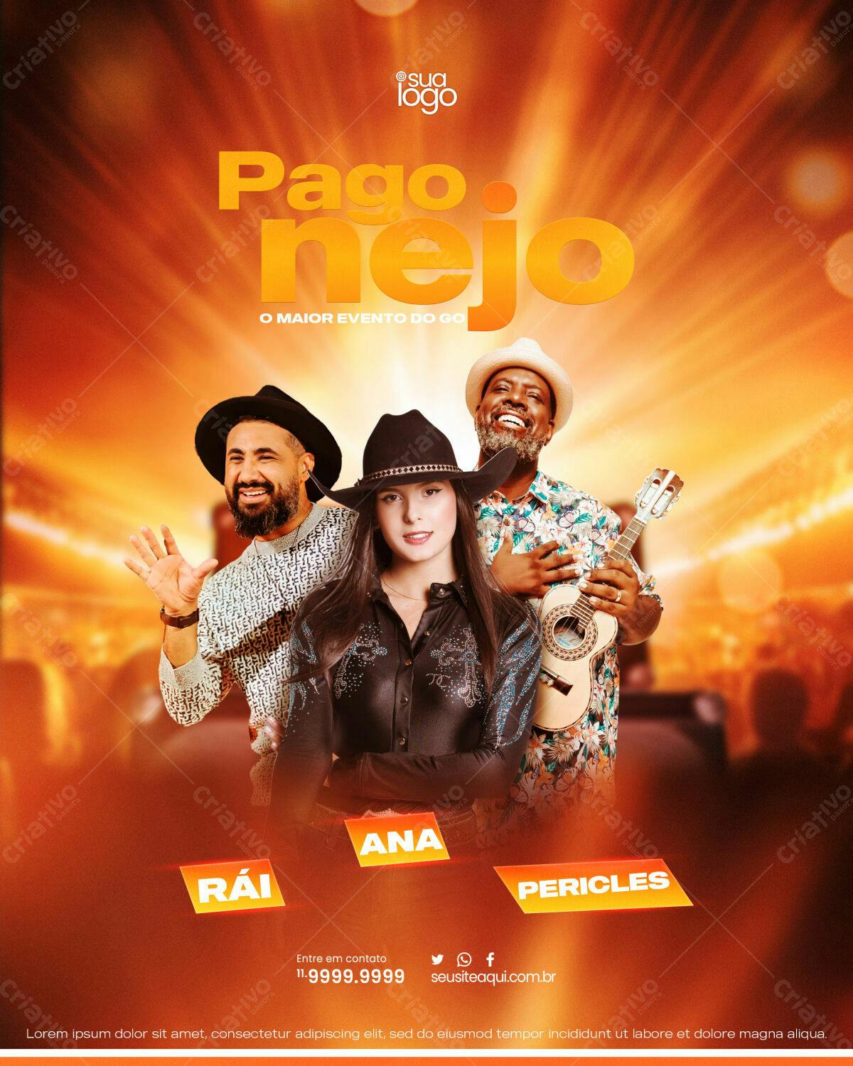 Flyer Pagode com Rai, Ana e Pericles PSD Editável