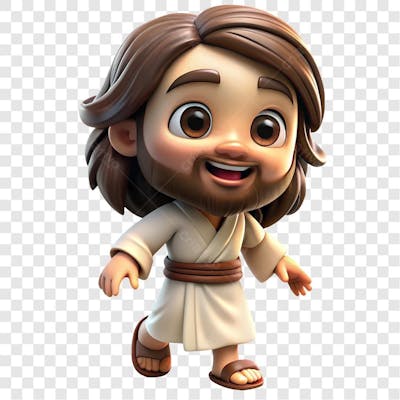 Personagem De Jesus Caminhando Elemento 3D Png Ia