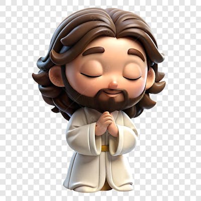 Personagem De Jesus Em Oração Elemento 3D Png Ia