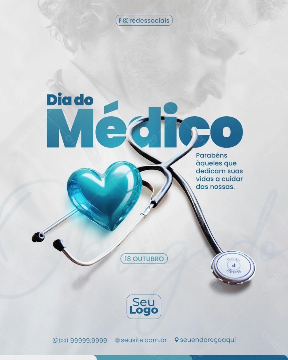 Dia Do Médico 18 De Outubro Social Media Psd Editável