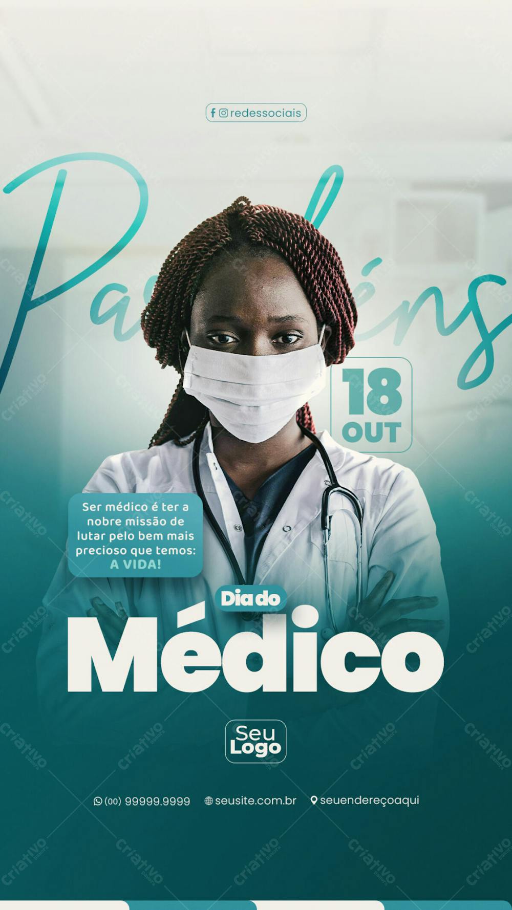 Story Dia Do Médico 18 De Outubro Social Media Psd Editável