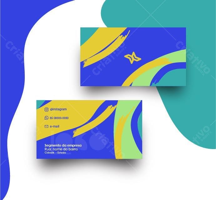 Modelo de Cartão de Visita Vetorial Abstrato Azul Amarelo e Verde
