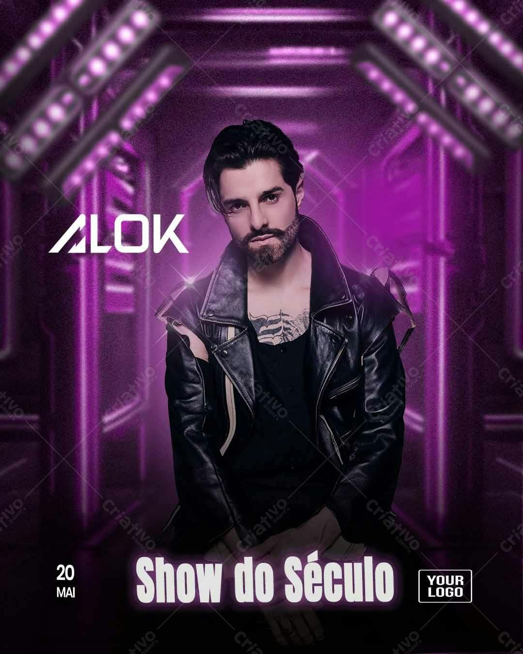 Flyer para Show do Alok PSD Editável