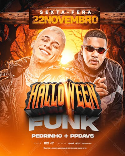 Flyer Evento Halloween Funk Feed Psd Editável