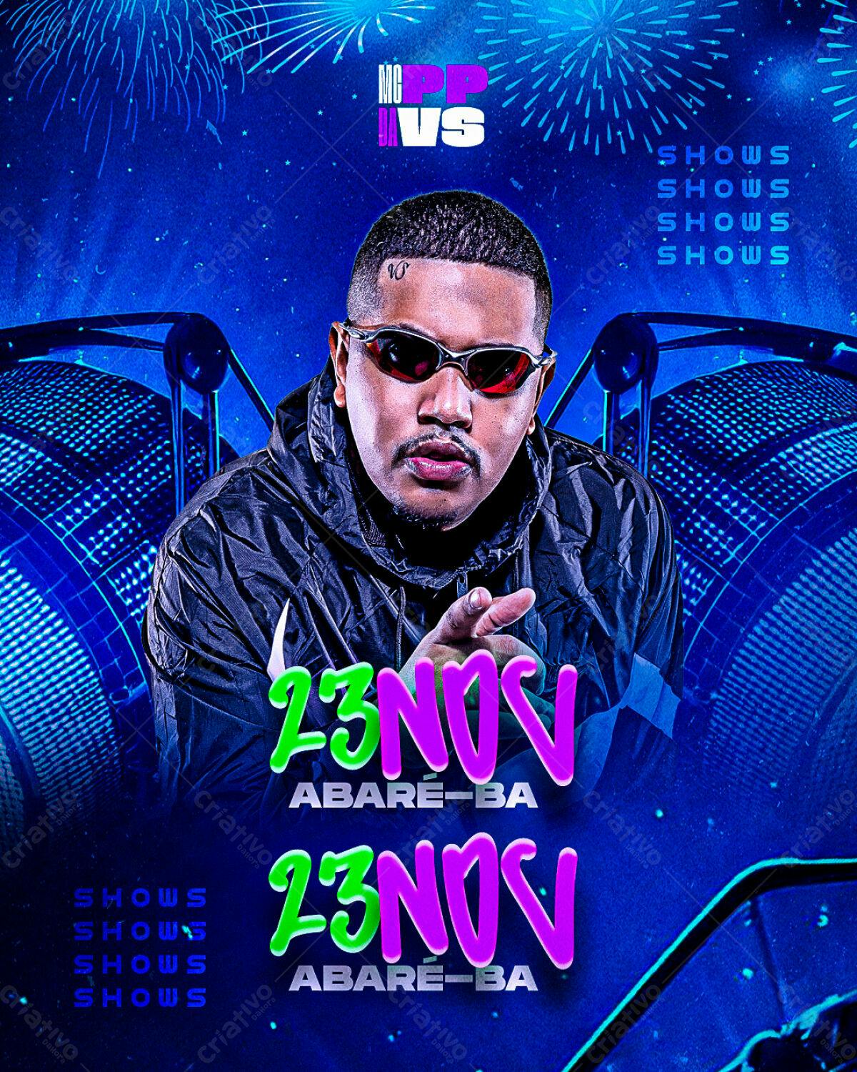 Flyer para Show Musical MG da VS em ABARÉ-BA PSD Editável