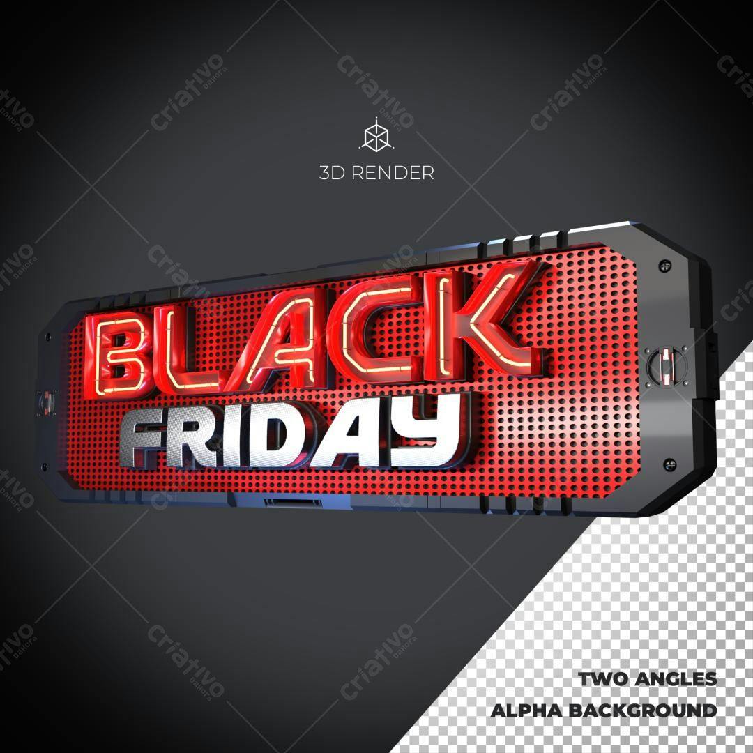 Selo 3D promocional Black Friday vermelho e prata
