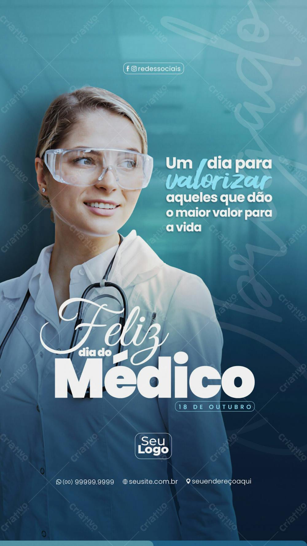 Story Dia Do Médico 18 De Outubro Social Media Psd Editável