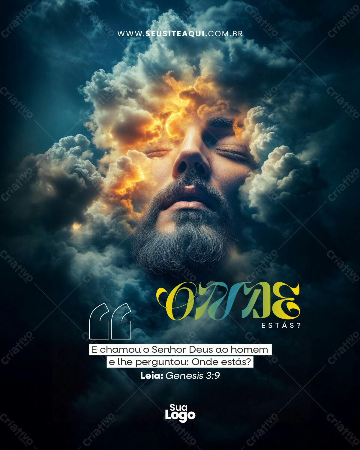 Post para Redes Sociais com Versículo Bíblico PSD Editável