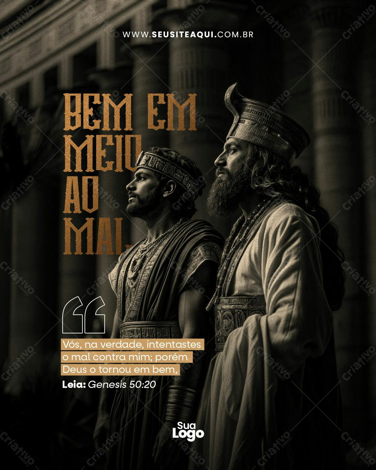 Post para Redes Sociais - Mensagem Bíblica PSD Editável
