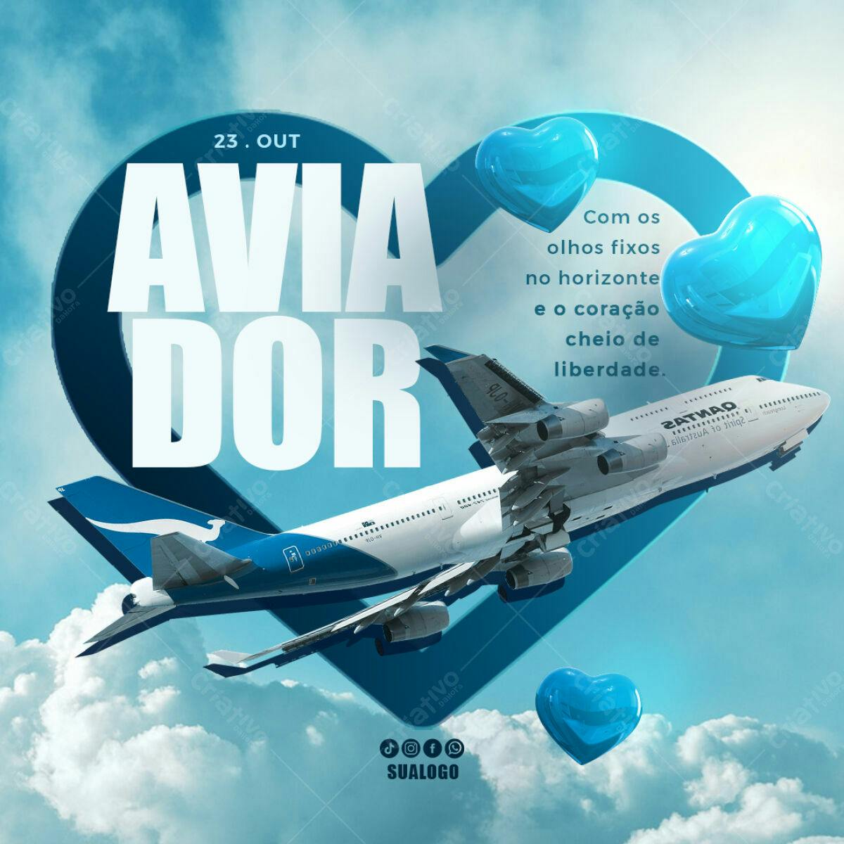 Flyer Dia do Aviador PSD Editável