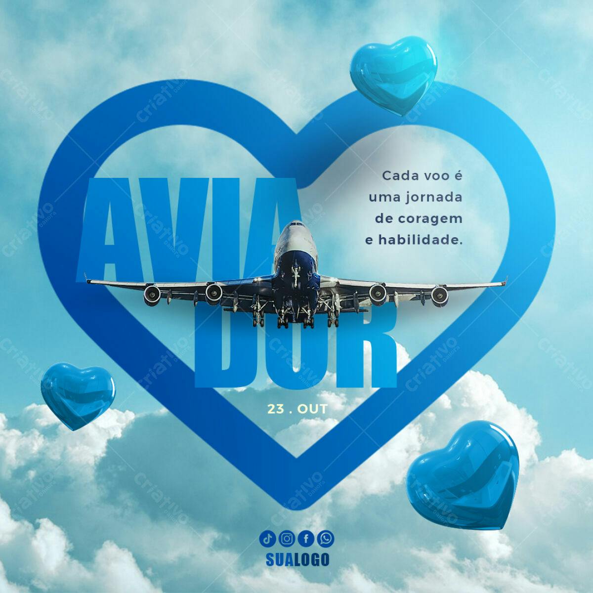 Flyer Dia do Aviador PSD Editável