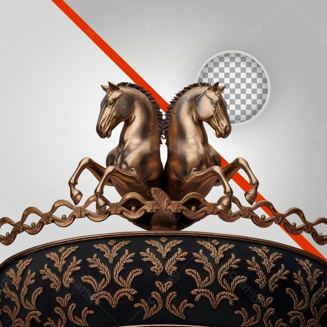 Logotipo com cavalos dourados PNG com fundo transparente