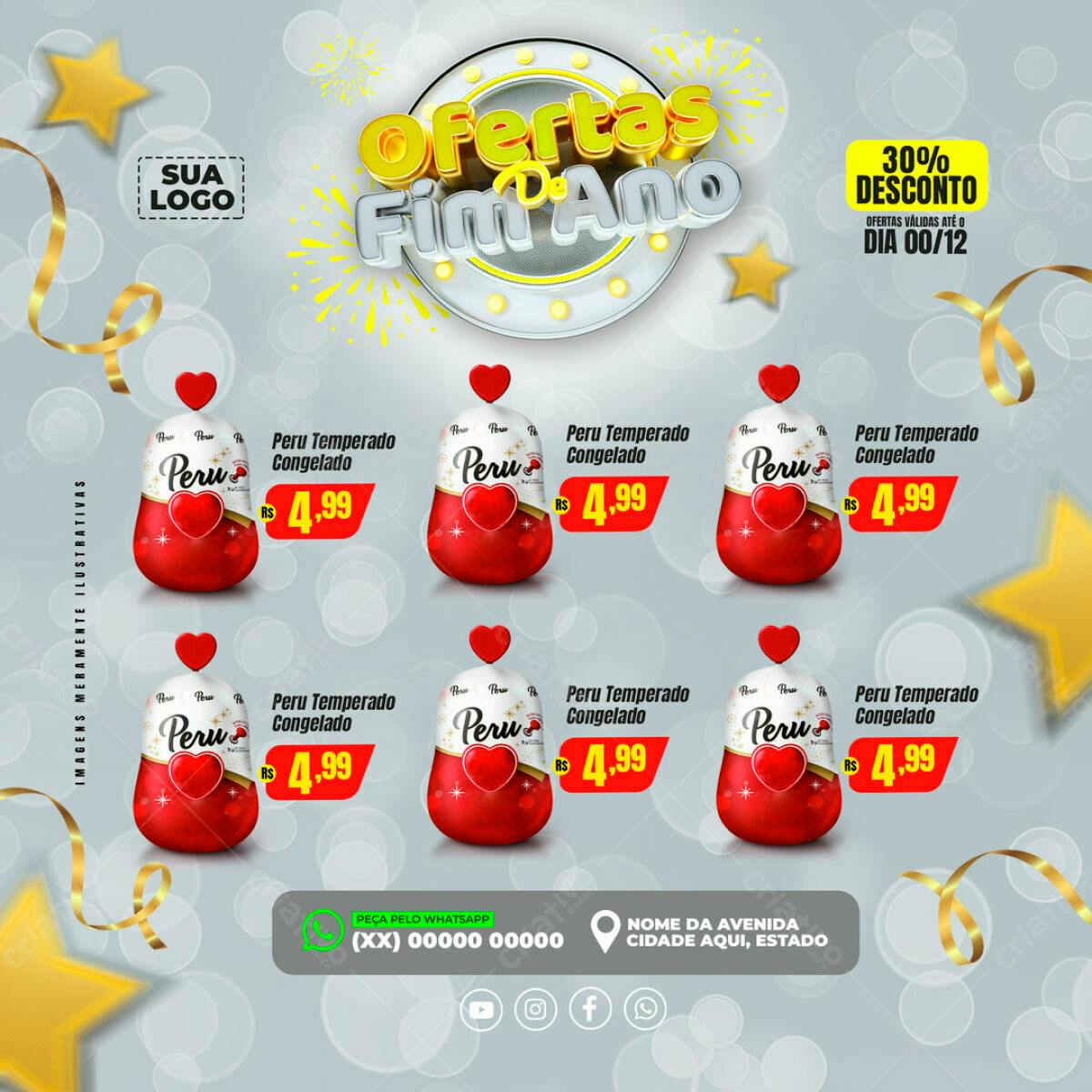 Flyer Ofertas Fim de Ano Peru Congelado PSD Editável