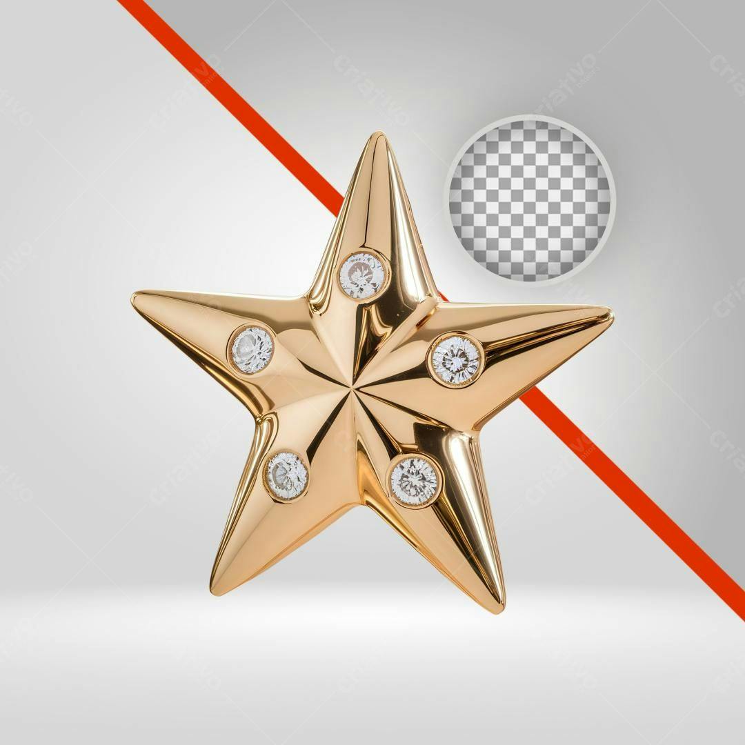 Icone Estrela Ouro e Diamantes PNG com fundo transparente