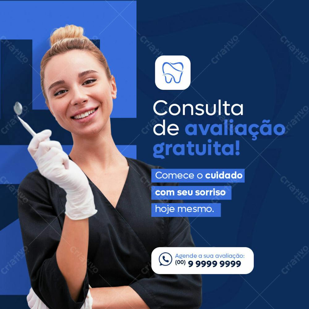 Dentista Avaliação Gratuita Feed Psd Editável