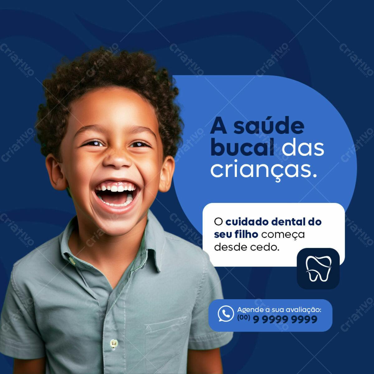 Post para Saúde Bucal Infantil PSD Editável