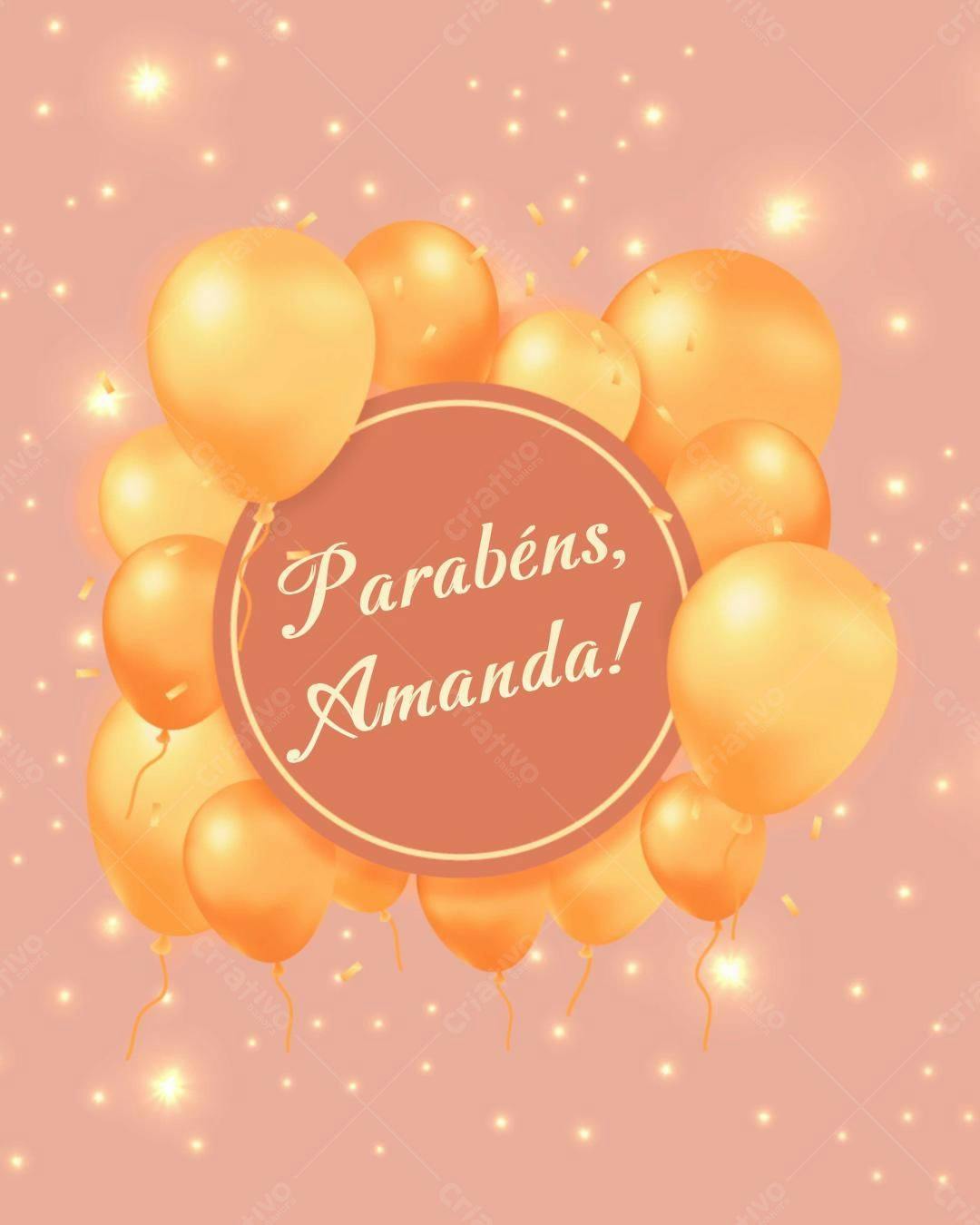 Cartão de Aniversário com Balões Dourados PSD Editável
