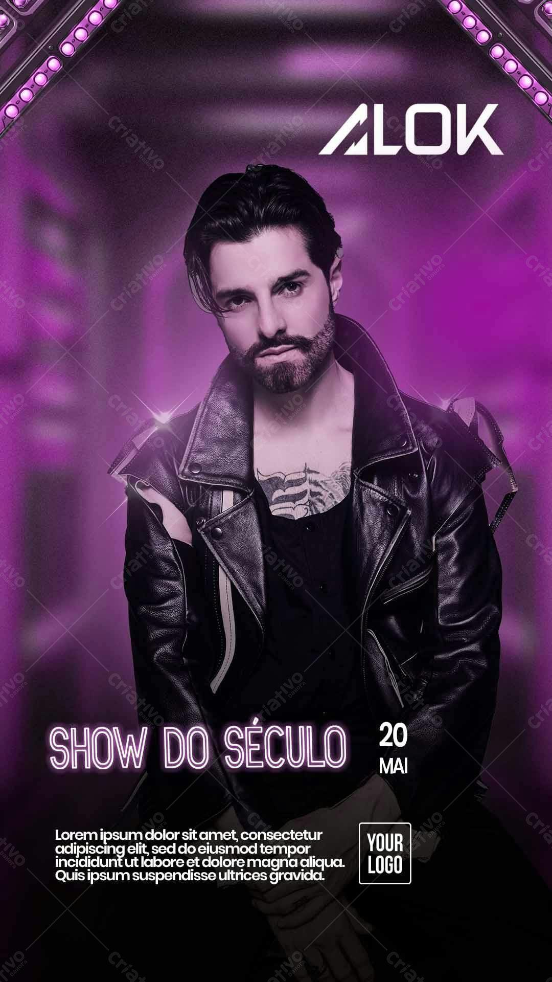 Flyer Show do Alok PSD Editável
