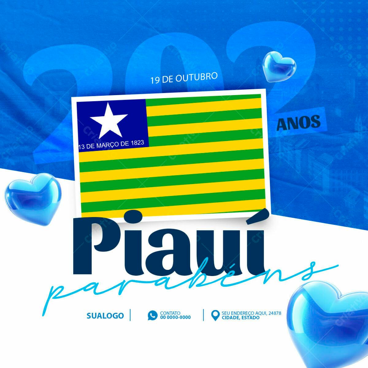Flyer Aniversário Piauí 20 Anos PSD Editável