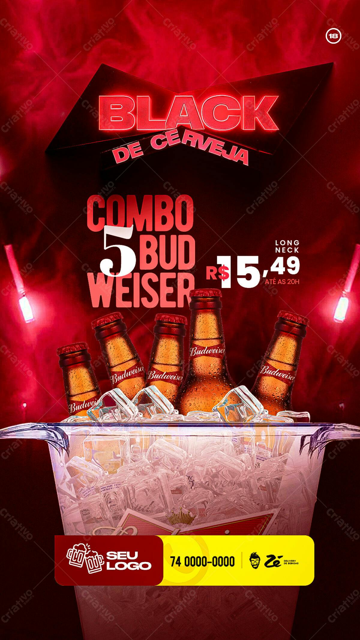 Flyer Combo Budweiser Black PSD Editável