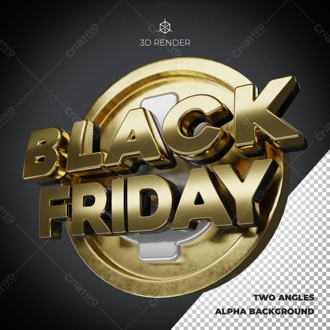 Selo 3D promocional Black Friday dourado